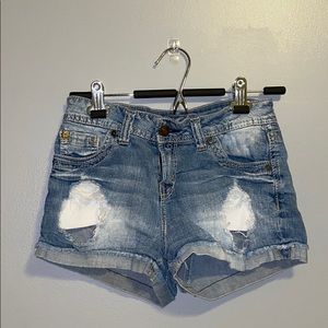 Ripped jean shorts
